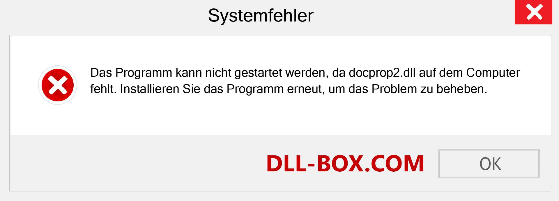 docprop2.dll-Datei fehlt?. Download für Windows 7, 8, 10 - Fix docprop2 dll Missing Error unter Windows, Fotos, Bildern